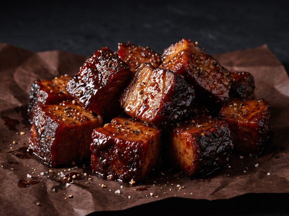 Illustration: pile of glazed Kansas City burnt ends